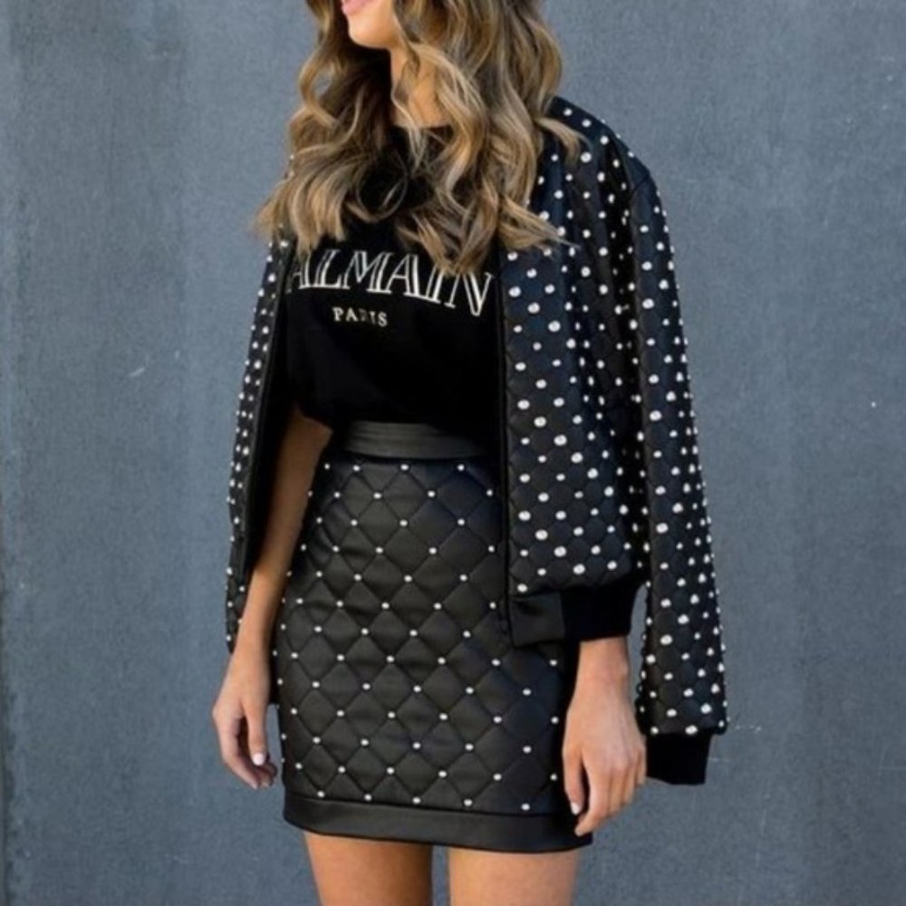MOSSMAN Heart Break Quilted Black Bomber Jacket